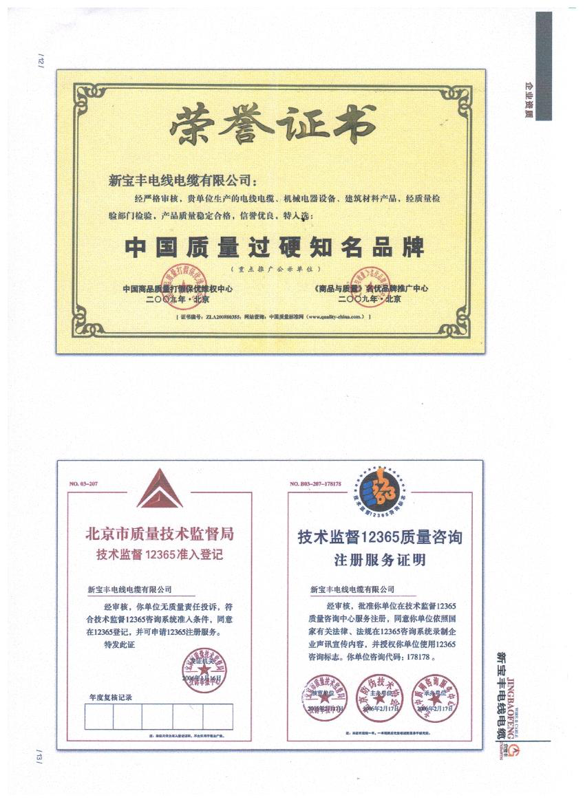 Certificate of honor